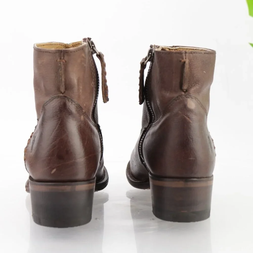 Frye Womens Diana Stitch Boots Size 6 Brown Leather Western Booties Block Heel - Picture 4 of 14
